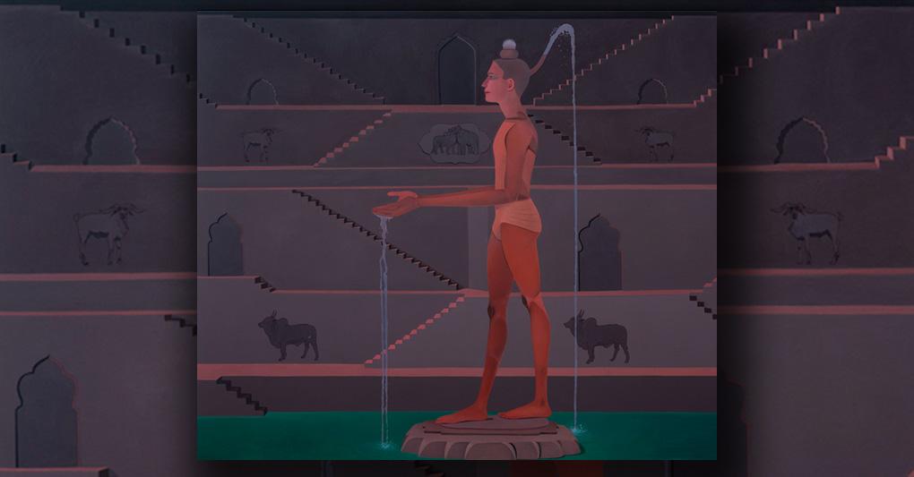 Surendran Nair - Suffrages: Study (1) for a fountain sculpture to be installed at Kurukshetra, Parikshitgarh, Kalinga, Plassey, Meeurt, Jallianwalabagh, Khurja,Thirur, Podannur, Amritsar, Calcutta, Alwar, Delhi, Ayodhya, Bombay, Surat, Godhra, Ahmedabad, Kathua, Srinagar etcc & Onakkoor. (Epiphany. Cuckoonebulopolis) - Olio su tela, 2014-2018 (Courtesy: Sakshi Gallery, Mumbai) 
