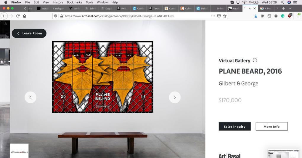 Gilbert & George, Plane Beard, 2016, 170.000 dollari, Galleria Alfonso Artiaco, Art Basel Online Viewing Rooms 