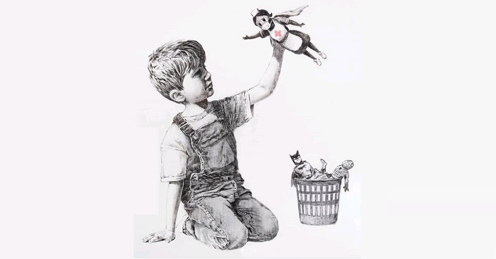 E Un Infermiera Il Supereroe Di Banksy Nel Cestino Batman E Spider Man Il Sole 24 Ore