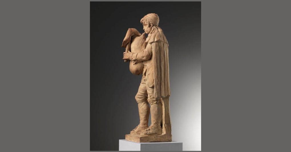 Bartolomeo Pinelli (Roma, 1781-1835), Zampognaro, Terracotta, 34 x11 x10 cm. La peculiarità di quest'opera? è stata venduta tramite Instagram per circa 25.000 euro dalla galleria Alessandra di Castro 