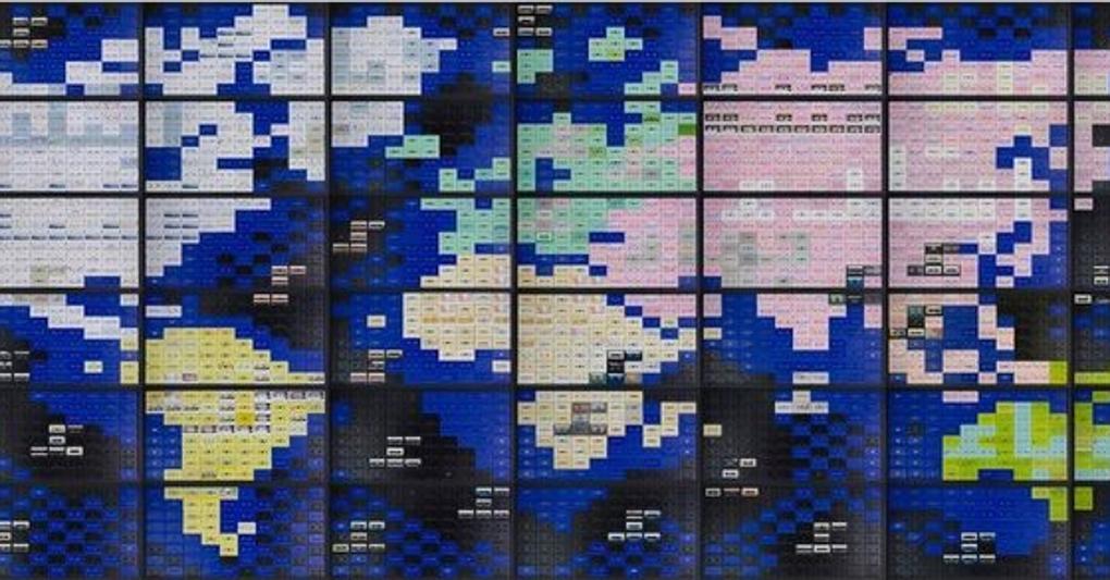 Maha Malluh, Food for Thought “WORLD MAP” (2021).  Cassette tapes.  Courtesy Diriyah Biennale Foundation and the artist. 
