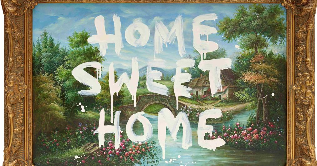 Banksy “Home Sweet Home”, signed and dated ’Bansky 06’ on the reverse, Modified oil on canvas, in artist’s frame, 80 x 110 cm. Executed in 2006, this work is accompanied by a certificate of authenticity issued by Pest Control. Estimate 1.5-2.500.000, SOLD FOR 1.742.000 £ 