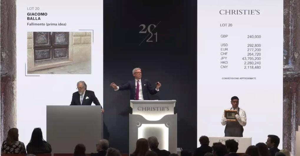 Giacomo Balla, Prima idea di Fallimento, venduta da Christies a 400mila euro 