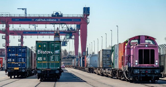 Un’immagine del Rail hub Melzo, alle porte di Milano, gestito da Contship Italia 