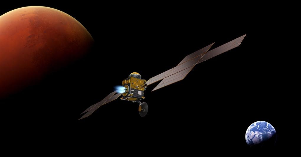 Un'elaborazione relativa al programma Mars Sample Return che prevede il prelievo di campioni del pianeta.  La missione  è propedeutica all'esplorazione  di Marte programmata da Nasa-Esa 