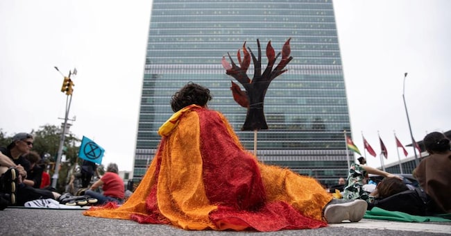 La protesta.  Un gruppo di attivisti al Palazzo di Vetro dell'Onu  a New York  per chiedere  ai Paesi membri 