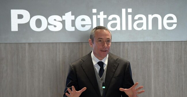 L'Amministratore Delegato di Poste italiane Matteo Del Fante alla presentazione del Fraud Prevention Center il Centro antifrode di Poste italiane presso la sede dell'EUR, Roma, 21 marzo 2023.   ANSA/FABIO CIMAGLIA