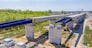 Construction in progress of a mass rapid transit line - Highway. Aerial view