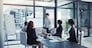 Presentation, training and team building meeting for a report or corporate workshop in a startup company. Board, manager and business man or speaker talking about growth or development strategy.