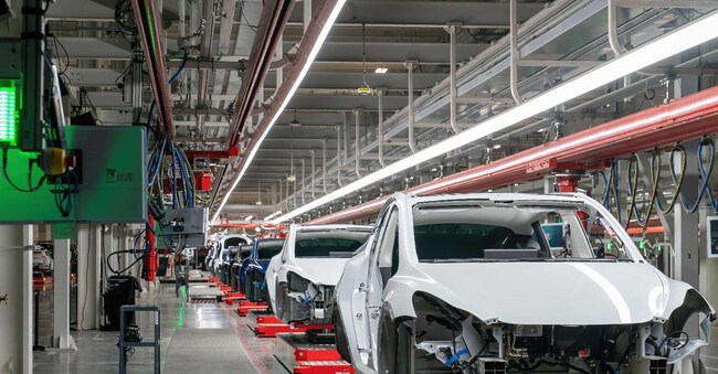 Uno degli stabilimenti di Tesla in Texas . (Photo by SUZANNE CORDEIRO / AFP)