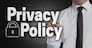 Privacy policy is written by businessman on screen.