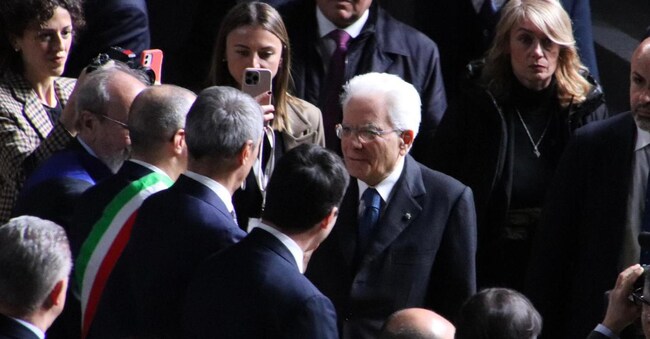 Italian President Sergio Mattarella is welcomed by the authorities upon his arrival at the Vitrifrigo Arena where the launch of Pesaro2024, Italian Capital of Culture - The nature of culture, will be celebrated in Pesaro, Italy, 20 January 2024.