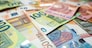 Finance background of different euro bills. European money. Investment
