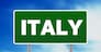 Green Italy highway sign on Cloud Background.