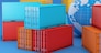 Stack of containers box, worldwide of import export logistics business, 3d rendering