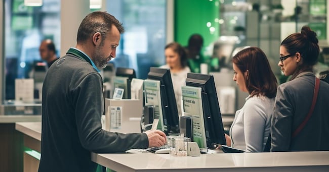 BANCA BANCHE INTERNI CLIENTI CLIENTELA CLIENTE IMPIEGATO IMPIEGATI SPORTELLO BANCARIO CONSULENZA CONSULENTE CONSULENTI FILIALE
GENERATE AI