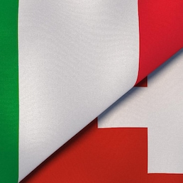 Two states flags of Italy and Switzerland. High quality business background. 3d illustration