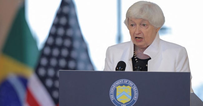 U.S. Treasury Secretary Janet Yellen speaks during a press conference to highlight her key priorities for the G20 Finance Ministers and Central Bank Governors meetings, in Sao Paulo, Brazil, February 27, 2024. REUTERS/Carla Carniel