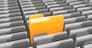 3d illustration of folders and one selected, finded file concept