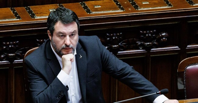 Il ministro dei Trasporti Matteo Salvini alla Camera dei deputati durante il Question time. Il leader della Lega non era in aula alla Camera quando si è votata la mozione di sfiducia nei suoi confronti