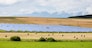 Photovoltaic modules at the yellow field. Countryside landscape and green ecology alternative power farm