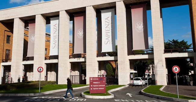 ROME, ITALY - DECEMBER 10: The main entrance of "La Sapienza" University of Rome occupied by students, on December 10, 2010 in Rome, Italy. Thousands of students are holding demonstrations across Italy over the reform, which will see budget cuts and a major overhaul of Italy's university system. (Photo by Giorgio Cosulich/Getty Images)