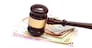 Judge gavel and euro banknotes isolated