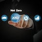 Businessman touching net zero virtual screen Internet Business Technology Concept.