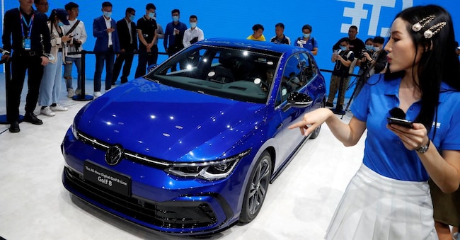 La Volkswagen Golf 8 all’Auto China show, a Pechino, settembre 2020. 