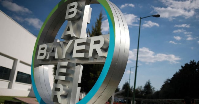 FILE PHOTO: The logo of Bayer Mexico is pictured at the company's plant in Lerma, Mexico November 10, 2022. REUTERS/Henry Romero/File Photo