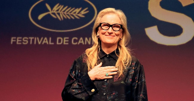 US actress Meryl Streep reacts as she arrives for a "Rendez-Vous With Meryl Streep" at the 77th edition of the Cannes Film Festival in Cannes, southern France, on May 15, 2024. (Photo by Valery HACHE / AFP)
