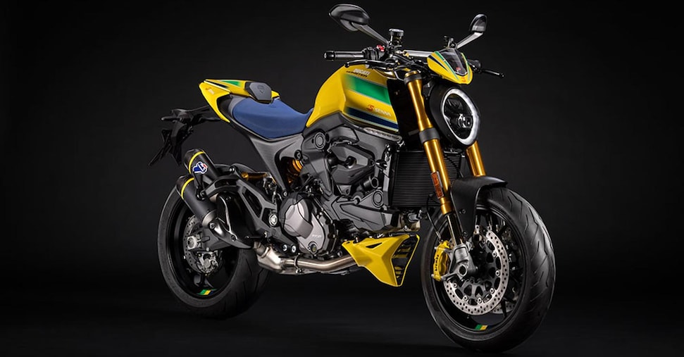 Ducati Monster Senna, particular sequence in homage to Ayrton