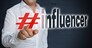 Influencer touchscreen is operated by man concept.