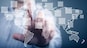 Modern Business World, A businessman navigating virtual world map