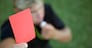 Referee holding up the red card --- Image by © Fabio Cardoso/Corbis
