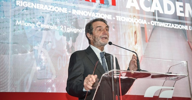 Il presidente della Regione Lombardia Attilio Fontana all’evento di presentazione di FS Security Academy in Sala Reale della stazione Centrale, Milano 21 Giugno 2024
ANSA/MATTEO CORNER