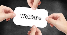 Welfare written on a speechbubble
