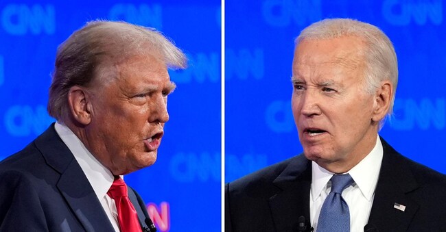 This combination of photos shows Republican presidential candidate former President Donald Trump, left, and President Joe Biden during a presidential debate hosted by CNN, Thursday, June 27, 2024, in Atlanta. (AP Photo/Gerald Herbert)

Associated Press/LaPresse
