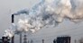 Industrial plant with white smoke. Air pollution concept
