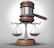 Legal concept with law scales of justice with as a legal or legality symbol of a judge gavel and verdict with 3D illustration elements.