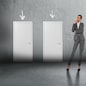 Concept of businesswoman choosing the right door