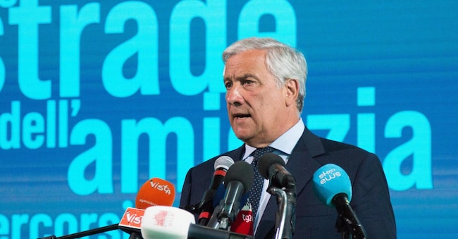 Antonio Tajani, Ministro degli Affari Esteri e della Cooperazione Internazionale al Meeting 2023 di Rimini, 23 agosto 2023. ANSA/DORIN MIHAI