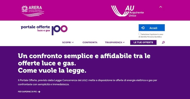 Il Portale Offerte dell’Arera