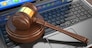 Online internet auction. Gavel on laptop.  3d