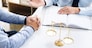 tribunal and justice concept, Consultation with insurance lawyer and customer