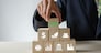 Environmental, social, and governance (ESG) investment Organizational growth. Wooden cube  with symbol of esg concept