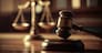 Scales Gavel legal justice court system symbols. Generative AI