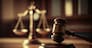 Scales Gavel legal justice court system symbols. Generative AI