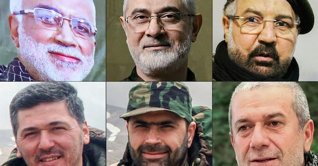 Ibrahim Mohammed Kobeissi, Ibrahim Aqil, Fuad Shukr, Mohammed Naameh Nasser, Wissam Tawil e Sami Abdallah uccisi da attacchi israeliani negli ultimi mesi (in senso orario)