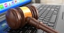 Online internet auction. Gavel on laptop.  3d